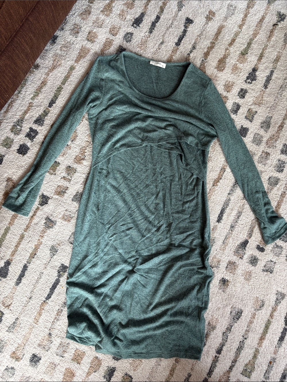 Maternity Green Long Sleeve Knit Dress - very soft